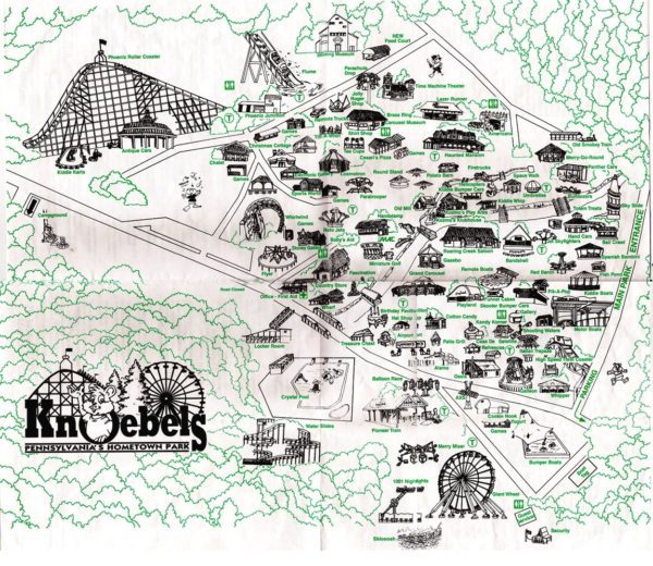 Knoebels Amusement Resort Map 1998