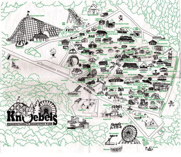 Knoebels Amusement Resort Map and Brochure (1998 2023