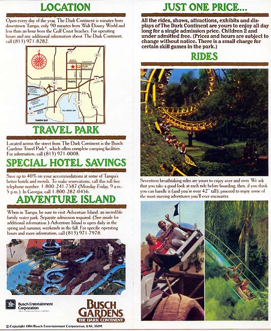 Theme Park Brochures Busch Gardens The Dark Continent Theme