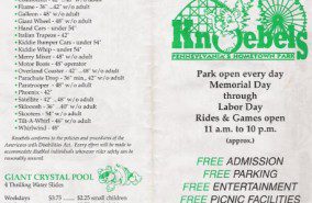 Knoebels Amusement Park Price List 1998_1