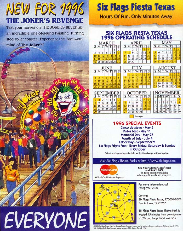 Theme Park Brochures Six Flags Fiesta Texas Brochure 1996