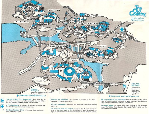 Busch Gardens - The Old Country Map 1976