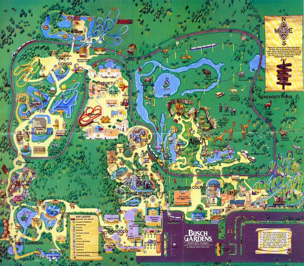 Busch Gardens - Tampa Map 1999