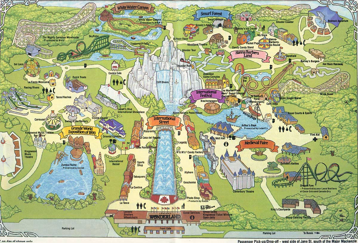 Canada's Wonderland Map 1989