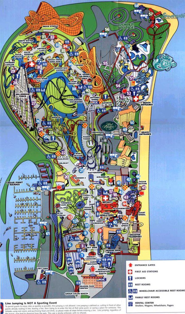 Cedar Point Map 2000