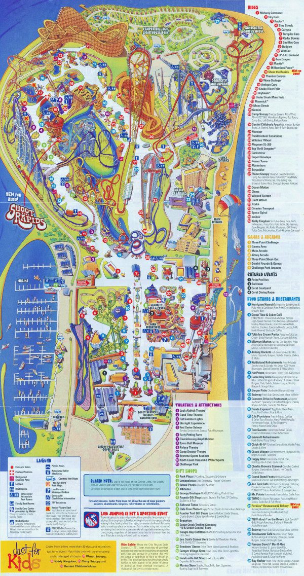 Cedar Point Map 2010