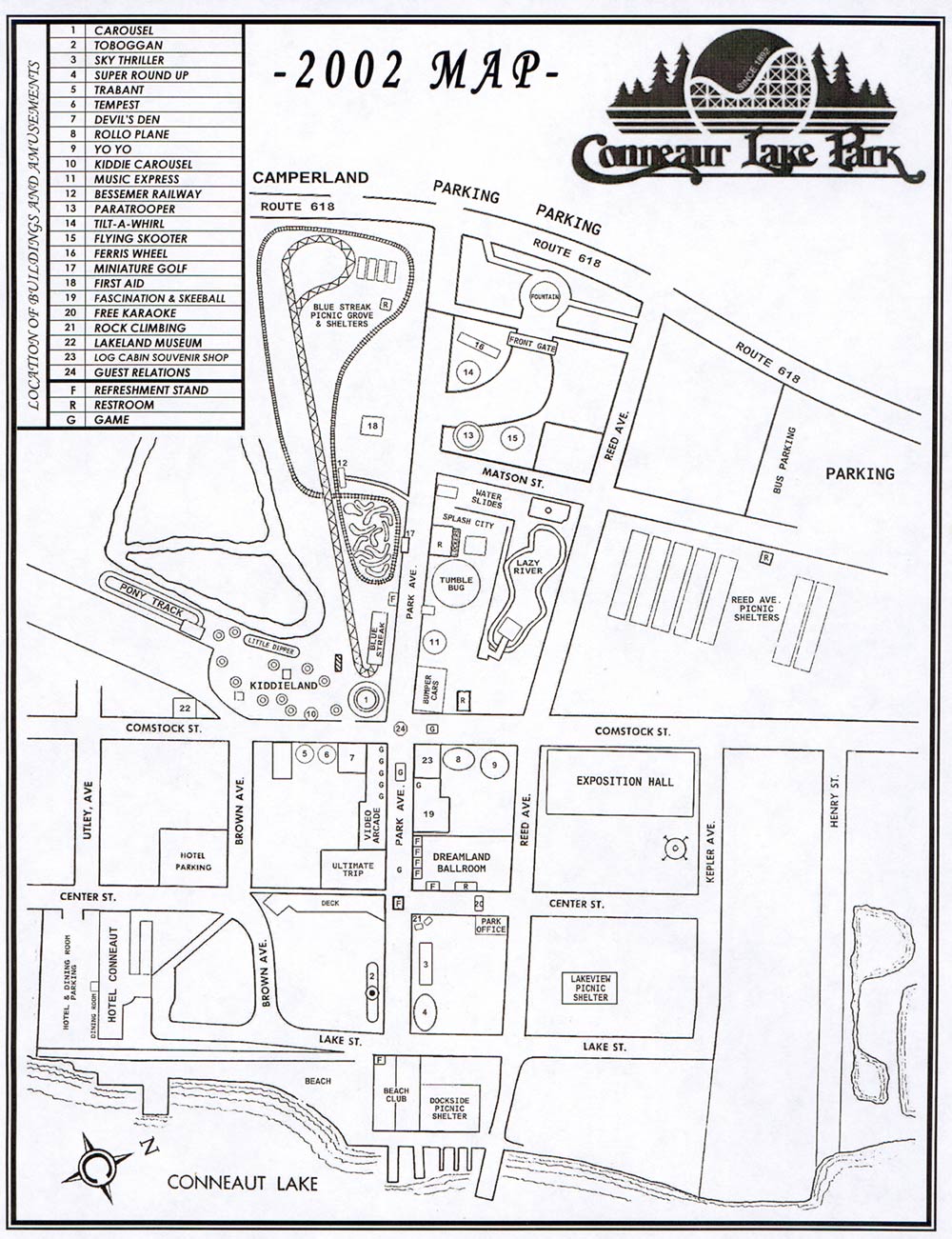 Conneaut Lake Park Map 2002
