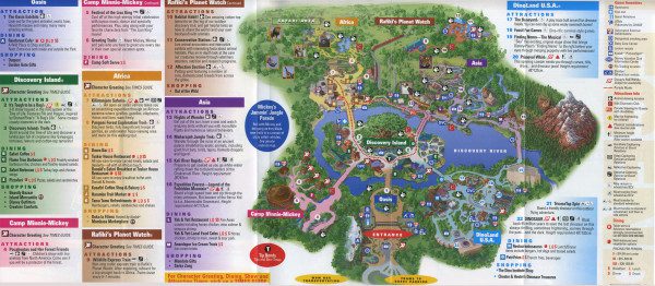 Theme Park Brochures Disney's Animal Kingdom Map 2008 |  