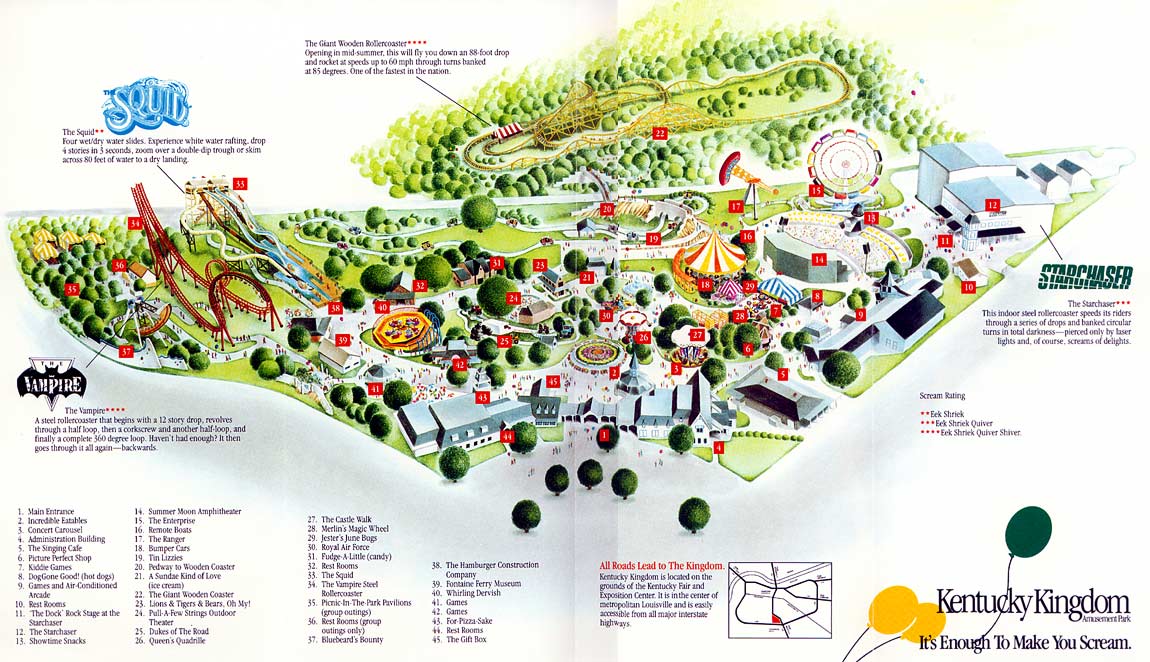 Kentucky Kingdom Map 1990