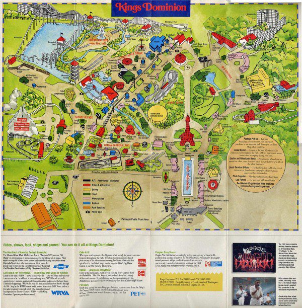 Kings Dominion Map 1992