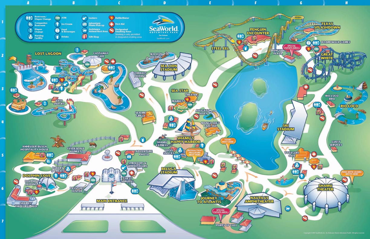 seaworld san antonio map Theme Park Brochures Sea World San Antonio Theme Park Brochures