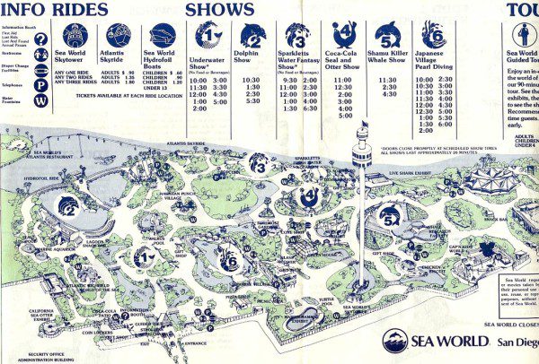 SeaWorld San Diego Map 1980