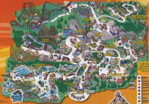 Six Flags America Map 2007
