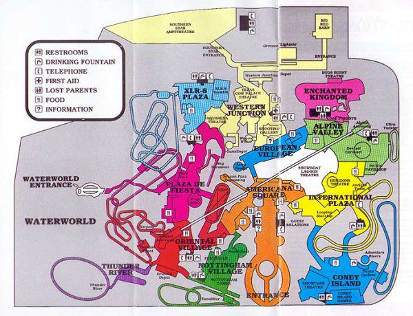 Six Flags AstroWorld Map 1992