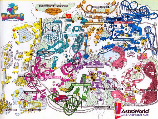 Six Flags AstroWorld Map 1999