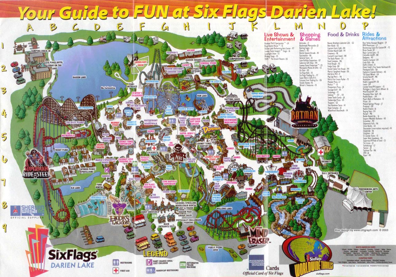 Six Flags Darien Lake Map 2003