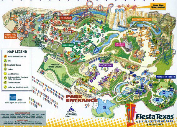 Six Flags Fiesta Texas Map 2001