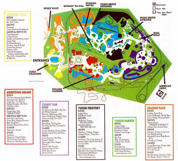 Six Flags Great America Map 1992