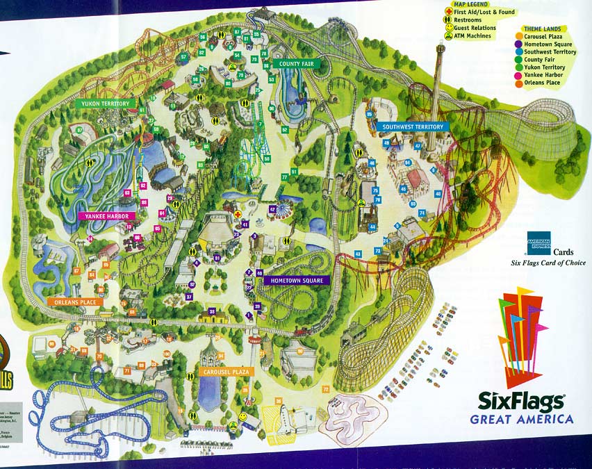 Six Flags Great America Map 2001
