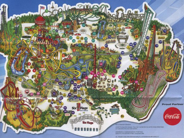 Six Flags Magic Mountain Map 2008