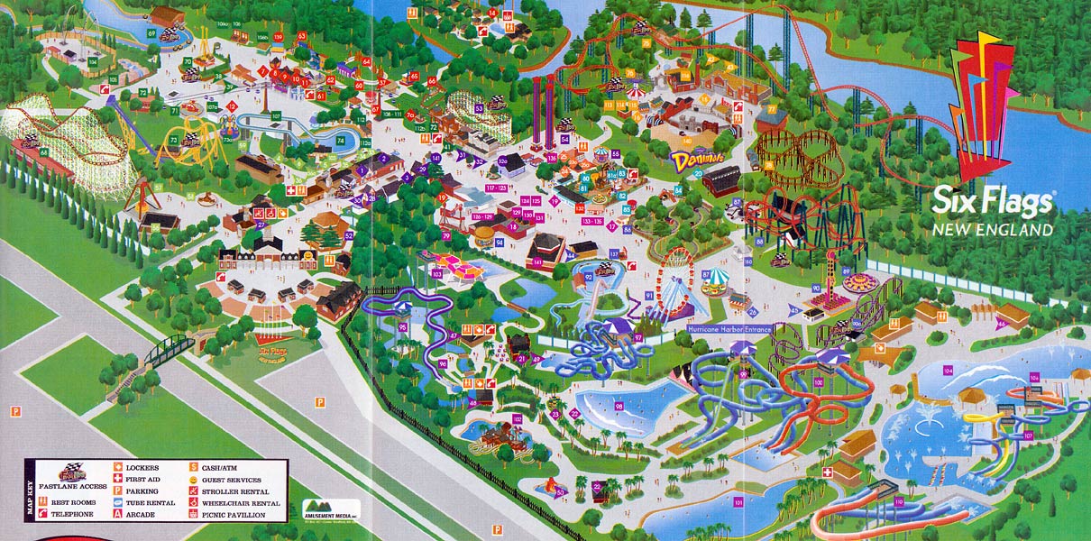 Theme Park Brochures Six Flags New England Map 2003 Theme Park Brochures