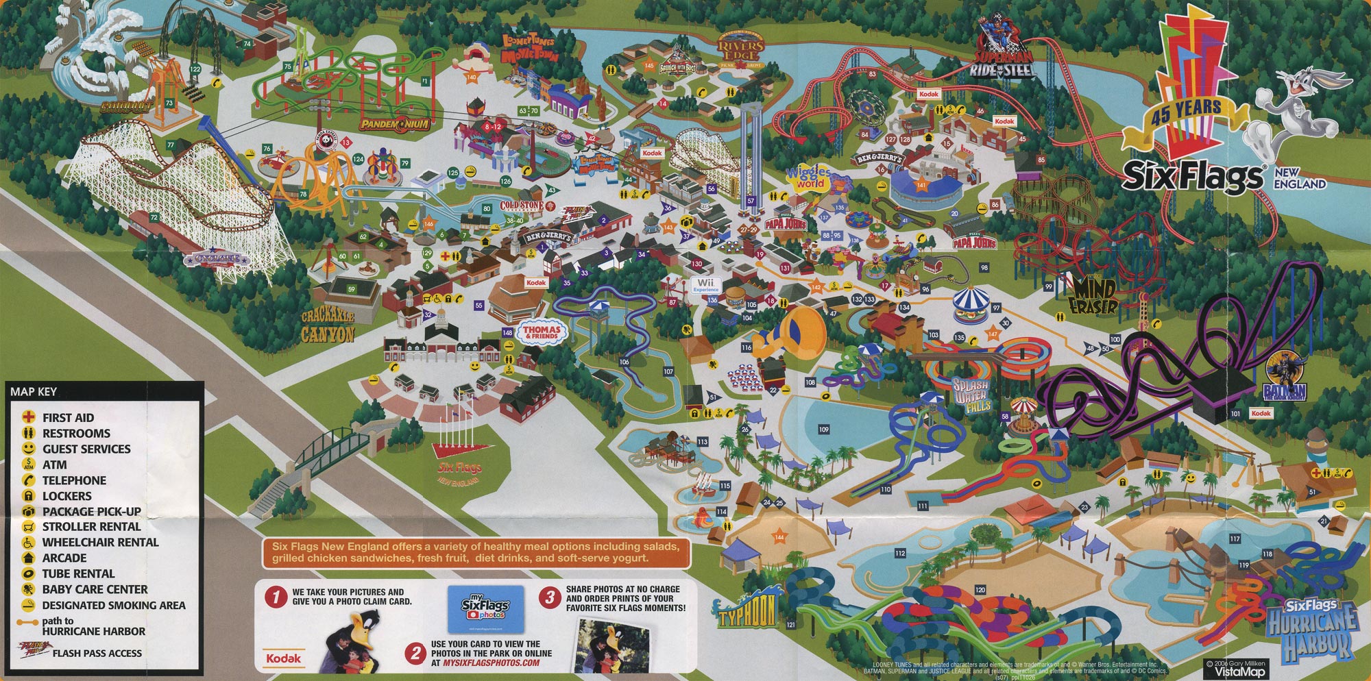Theme Park Brochures Six Flags New England Map 2007 ThemeParkBrochure