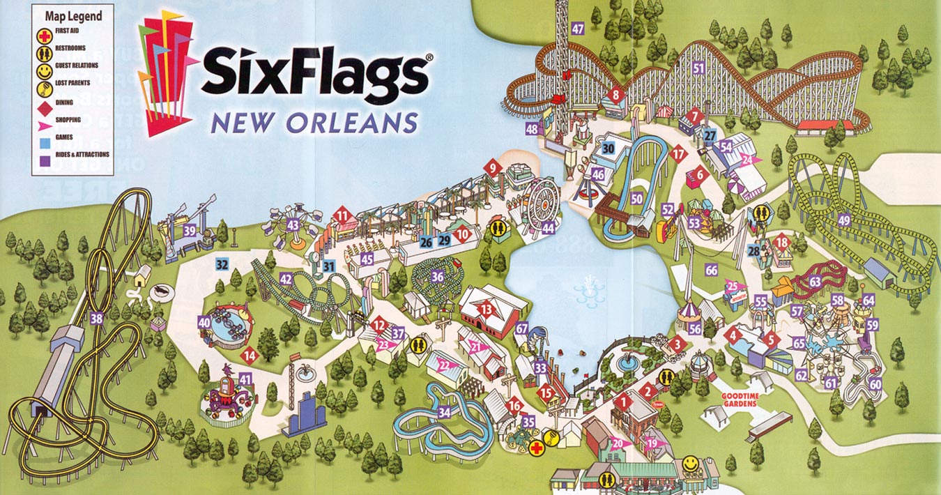Six Flags New Orleans Map 2005