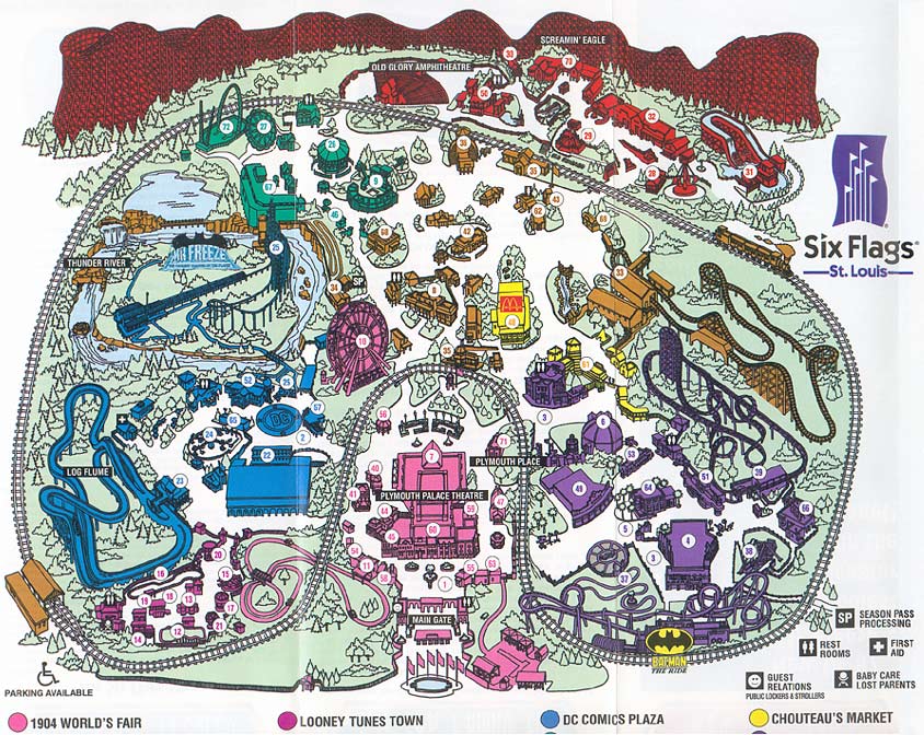 Six Flags St. Louis Map 1997