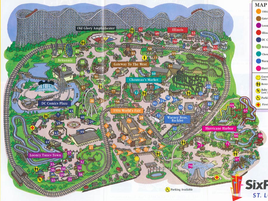 Six Flags St Louis Map Theme Park Brochures Six Flags St. Louis - Theme Park Brochures