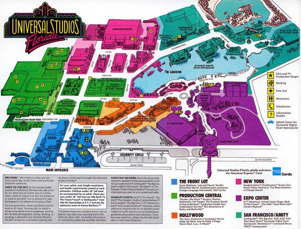 Universal Studios Florida Map 1992