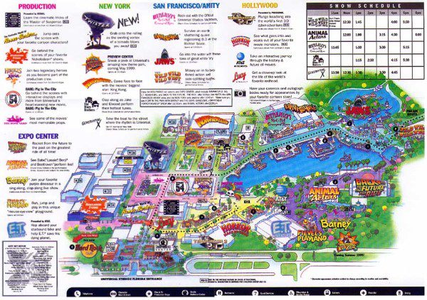 Universal Studios Florida Map 1999