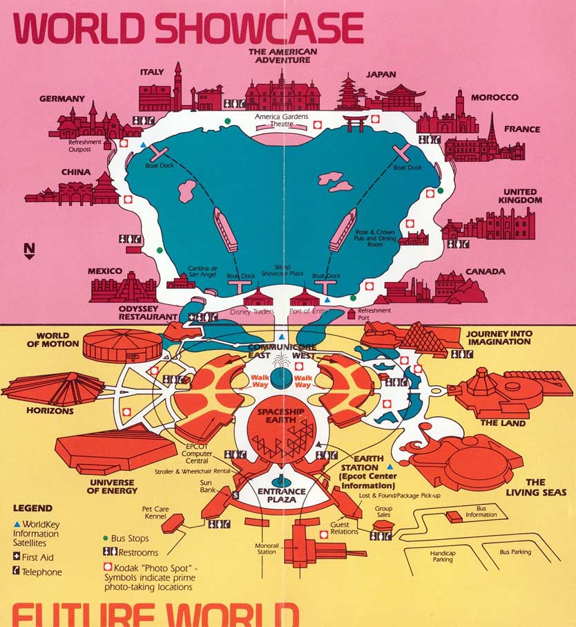 Walt Disney World Epcot Map 1987