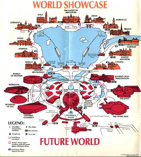 Walt Disney World Epcot Map 1991
