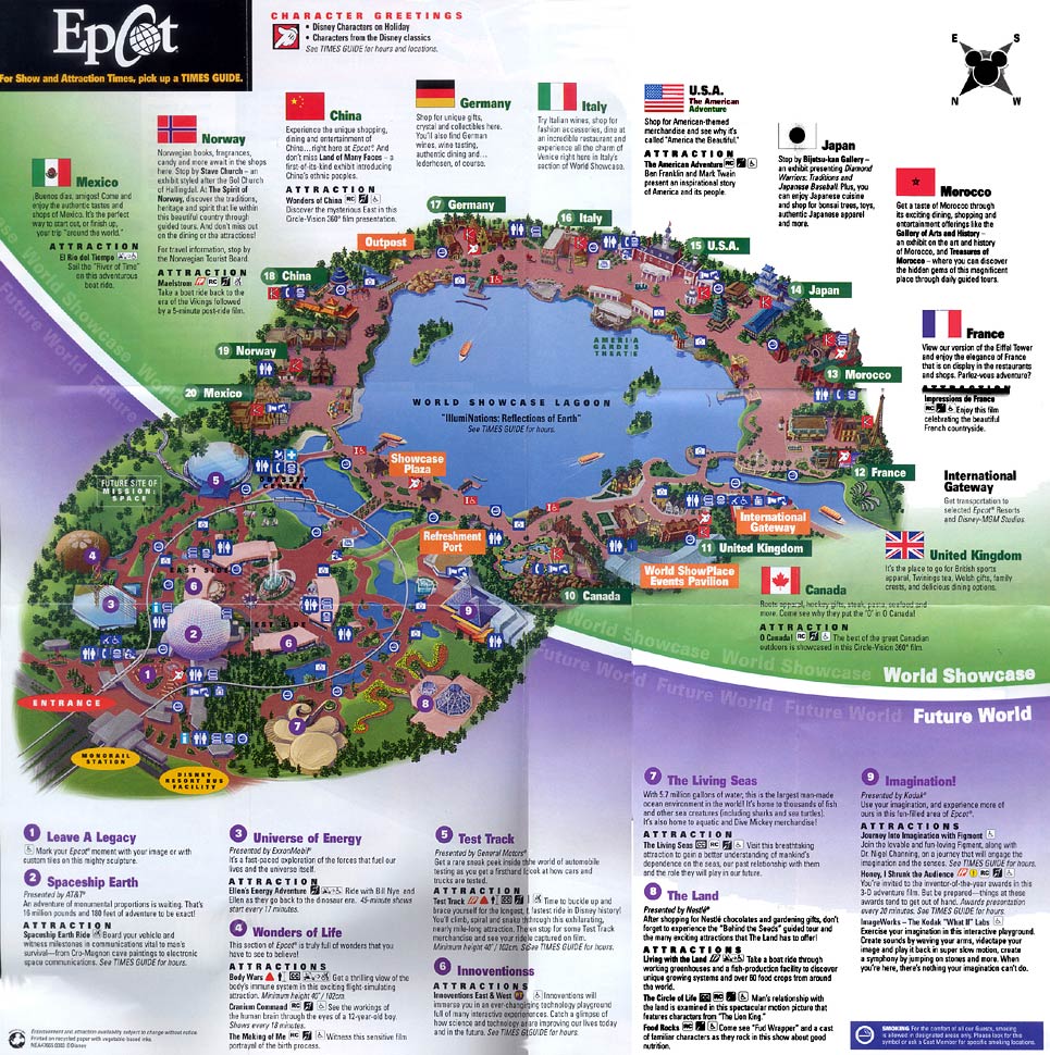 Walt Disney World EPCOT Map 2003