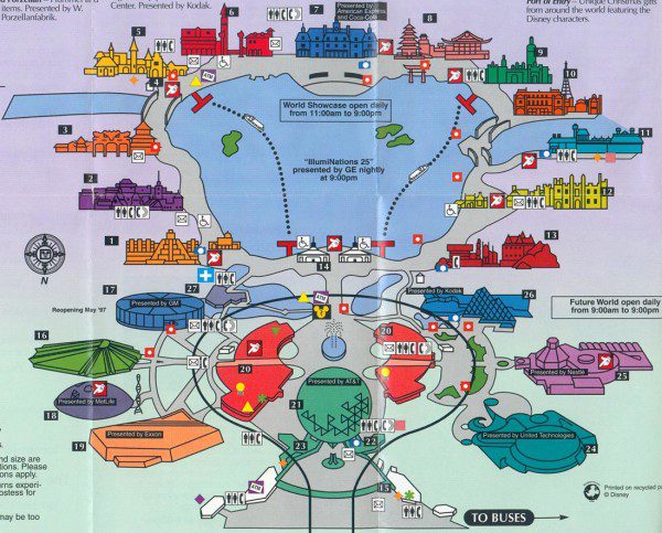Walt Disney World EPCOT Map 1997