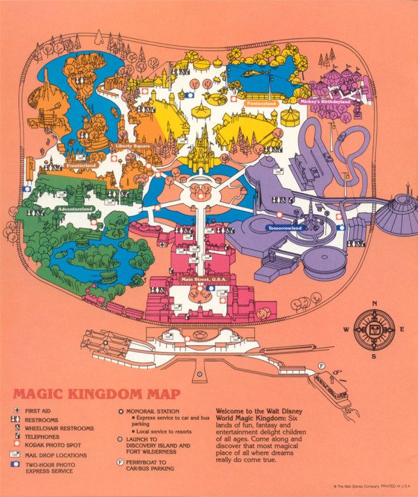 Walt Disney World Magic Kingdom Map 1989