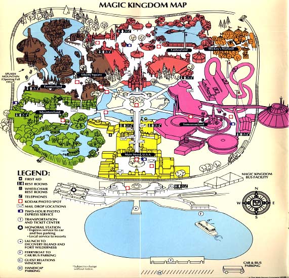 Walt Disney World Magic Kingdom Map 1991