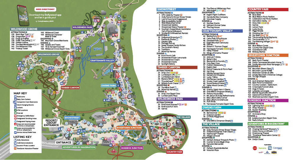 dollywood theme park map 2020