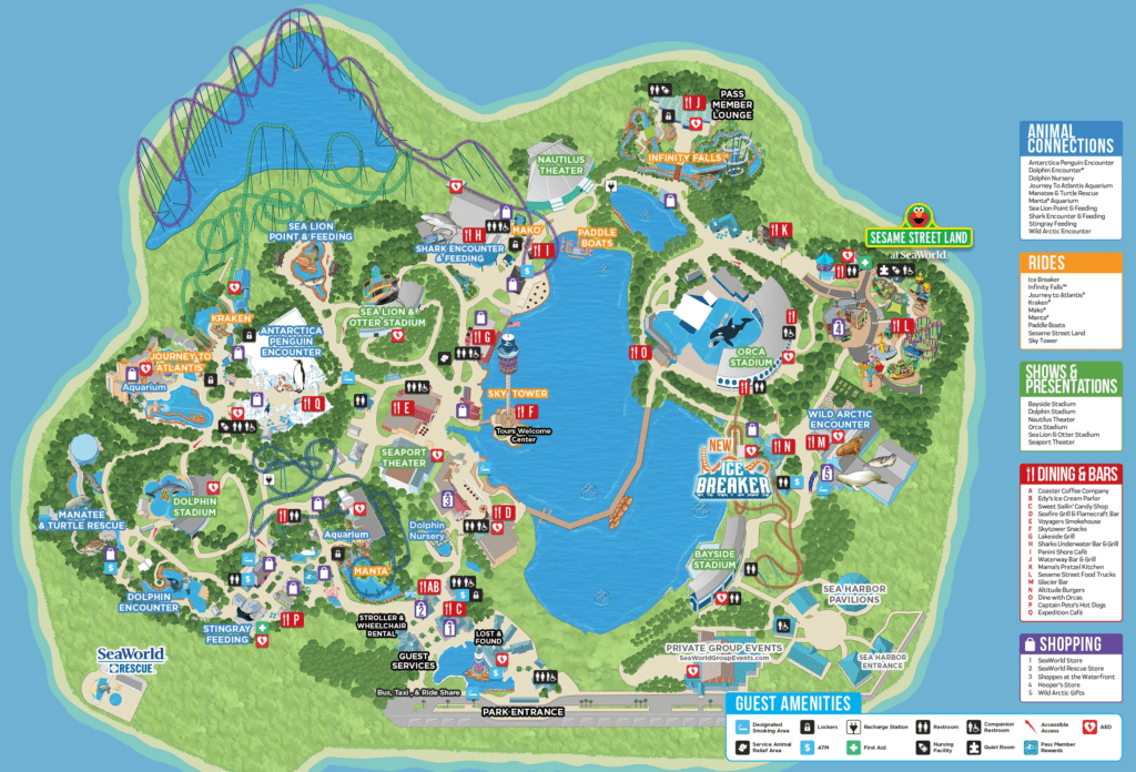 SeaWorld Orlando Map 2022 Theme Park Brochures