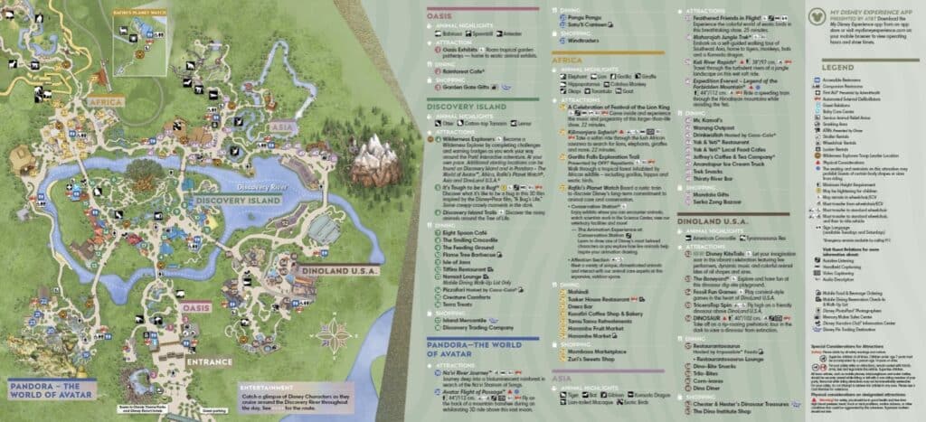 Map of 2023 Disney Animal Kingdom