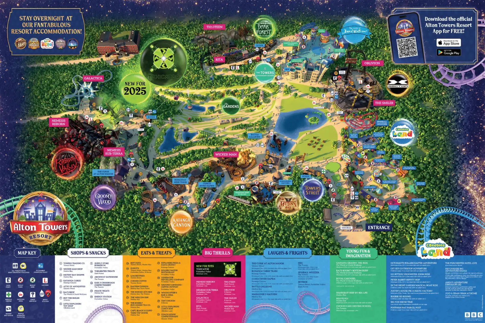Alton Towers Theme Park Map 2025