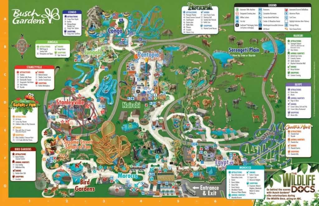 Busch Gardens Tampa Map 2014