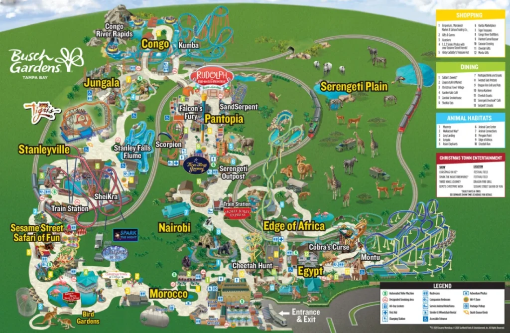 Busch Gardens Tampa Map 2020