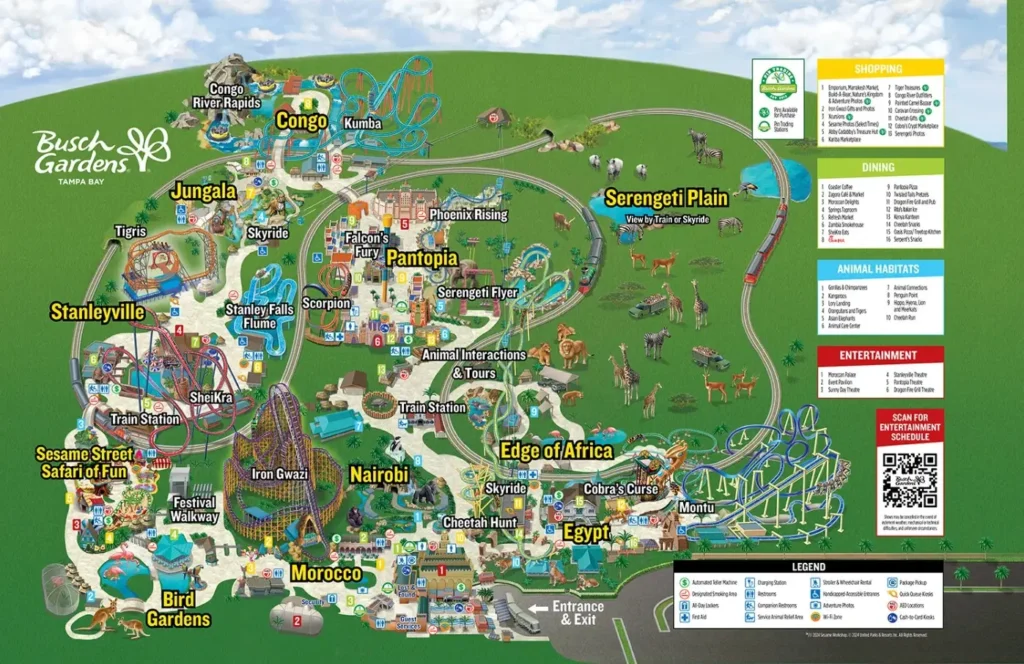 Busch Gardens Tampa Map 2024