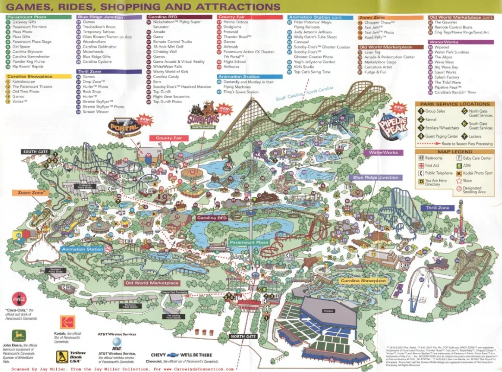 Carowinds Map 2001