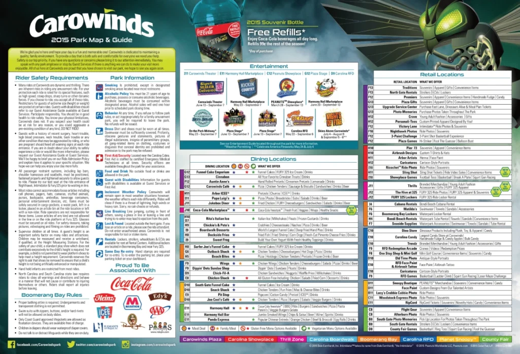 Carowinds Map 2015