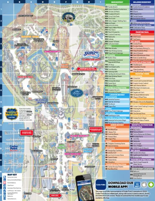 Cedar Point Map 2020
