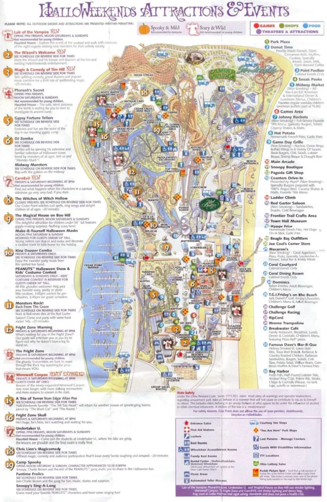 Cedar Point Halloweekends Map 2004