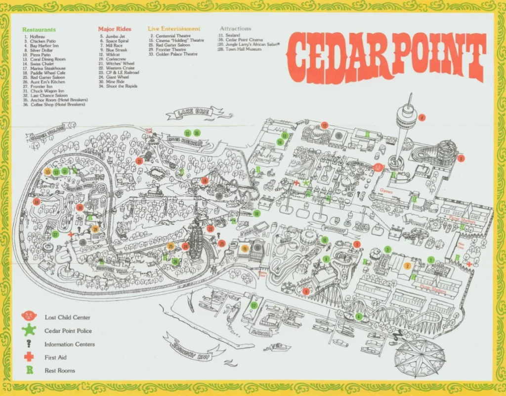 Cedar Point Map 1977