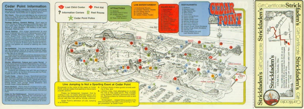 Cedar Point Map 1978